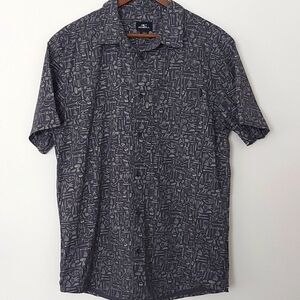 O'Neill Novelty Print Short Sleeve Button Down Shirt BBQ Print Size Large